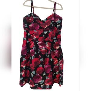 Torrid Size 18 Red and Black Floral Mini Dress